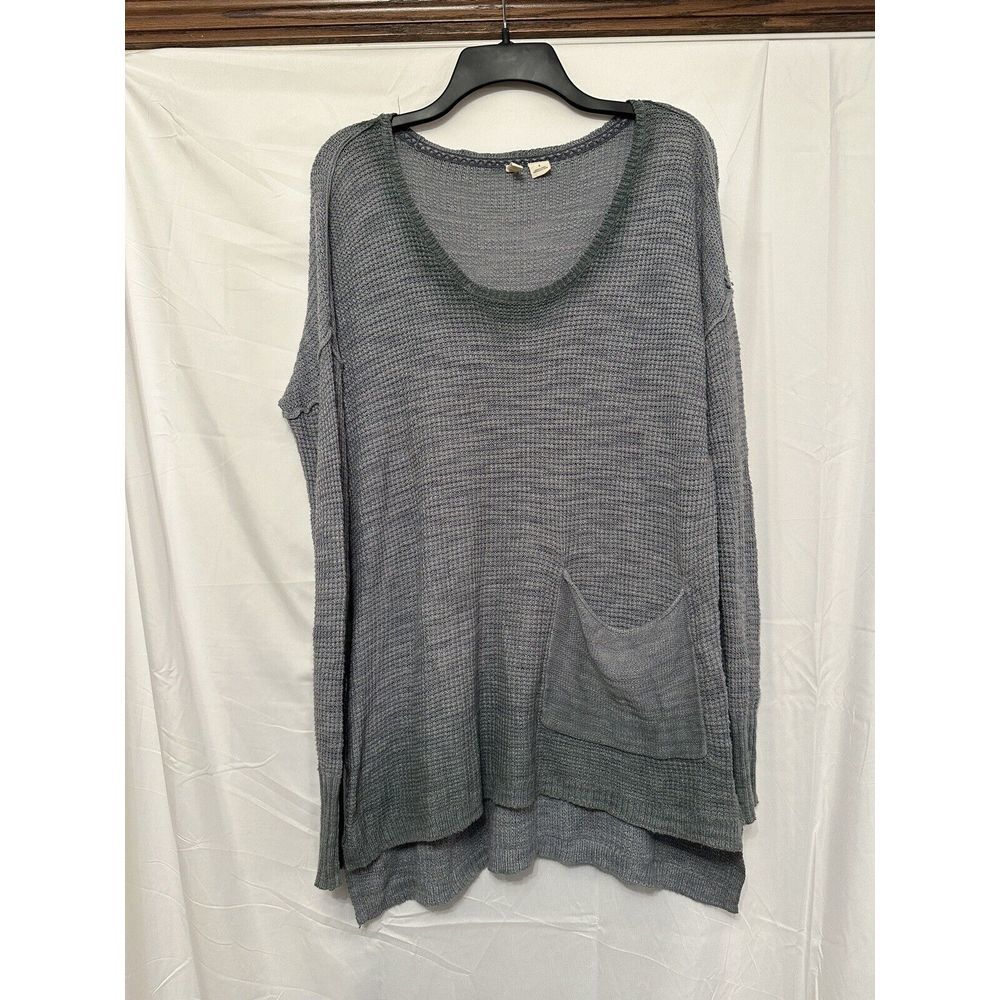MOTH Anthropologie Blue Ombre Waffle Knit Pullover Boho Sweater Women Size Small